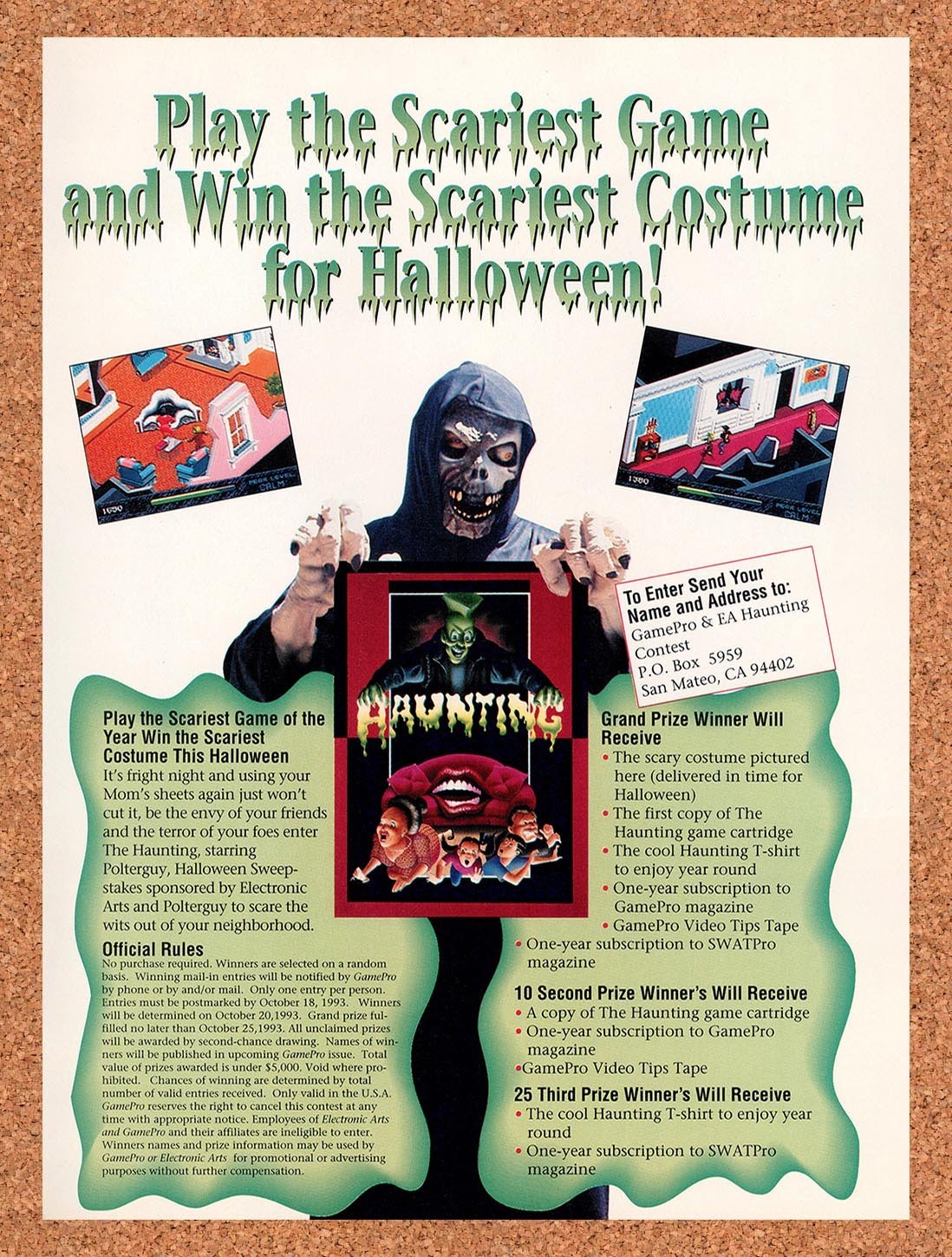 1993 Haunting Starring Polterguy Halloween Sweepstakes Original Ad / Promo v4