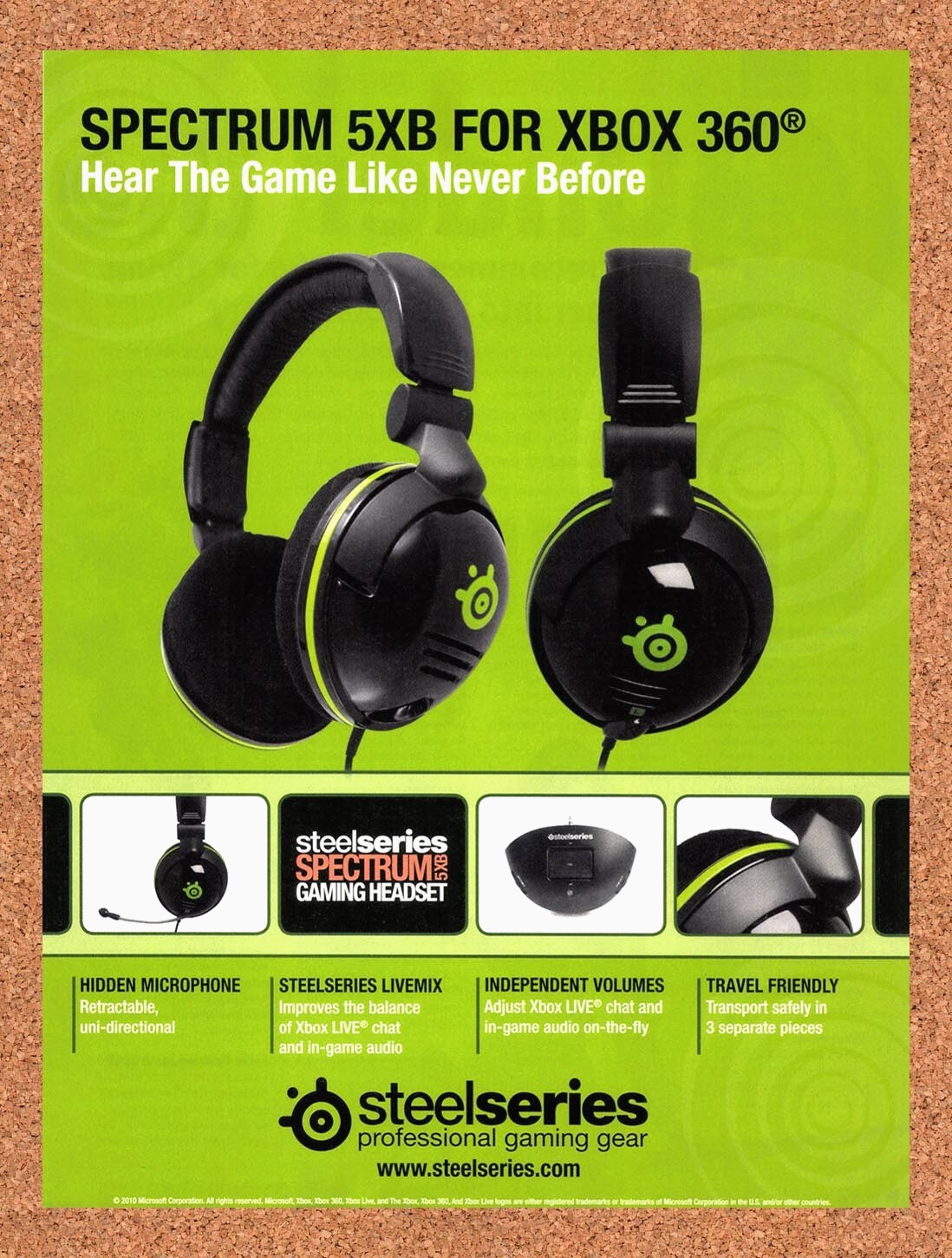 2010 SteelSeries Spectrum 5XB For Xbox 360 Original Ad / Retro Wall Art v2