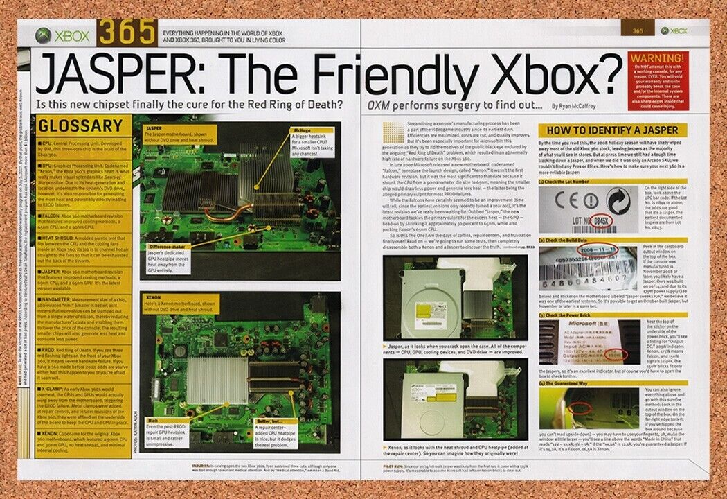 2009 Microsoft Xbox 360 Jasper Vs Xenon Motherboard Original Ad / Wall Art v1