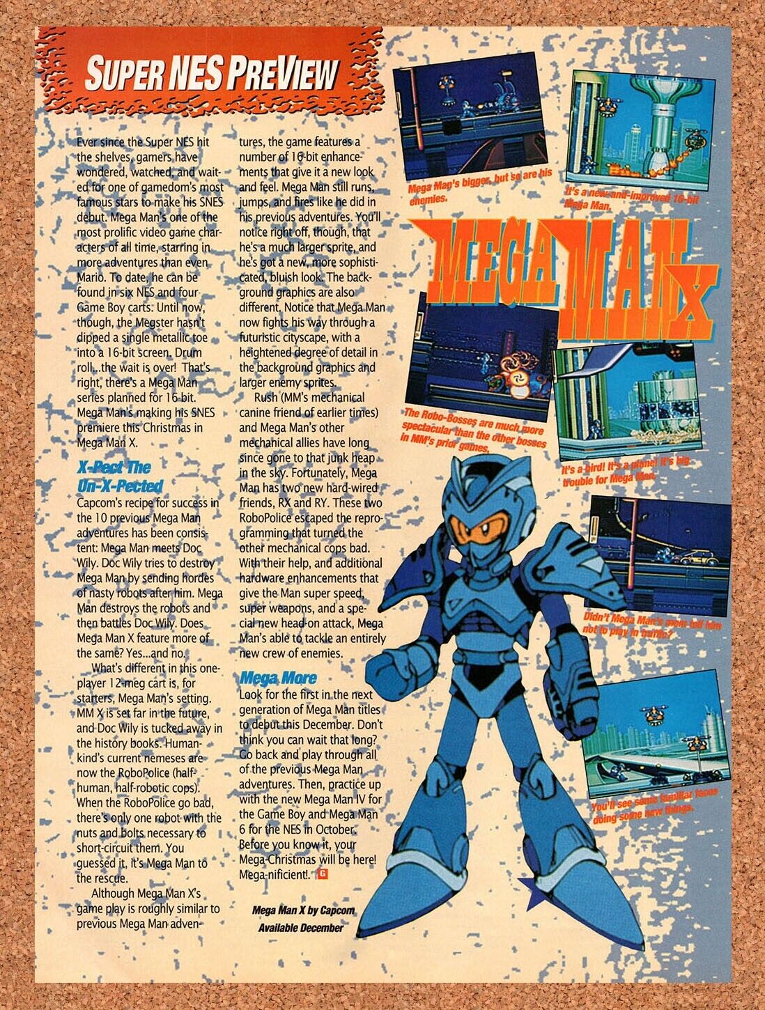 1993 Mega Man X  SNES Original Advertisement / Retro Wall Art v1