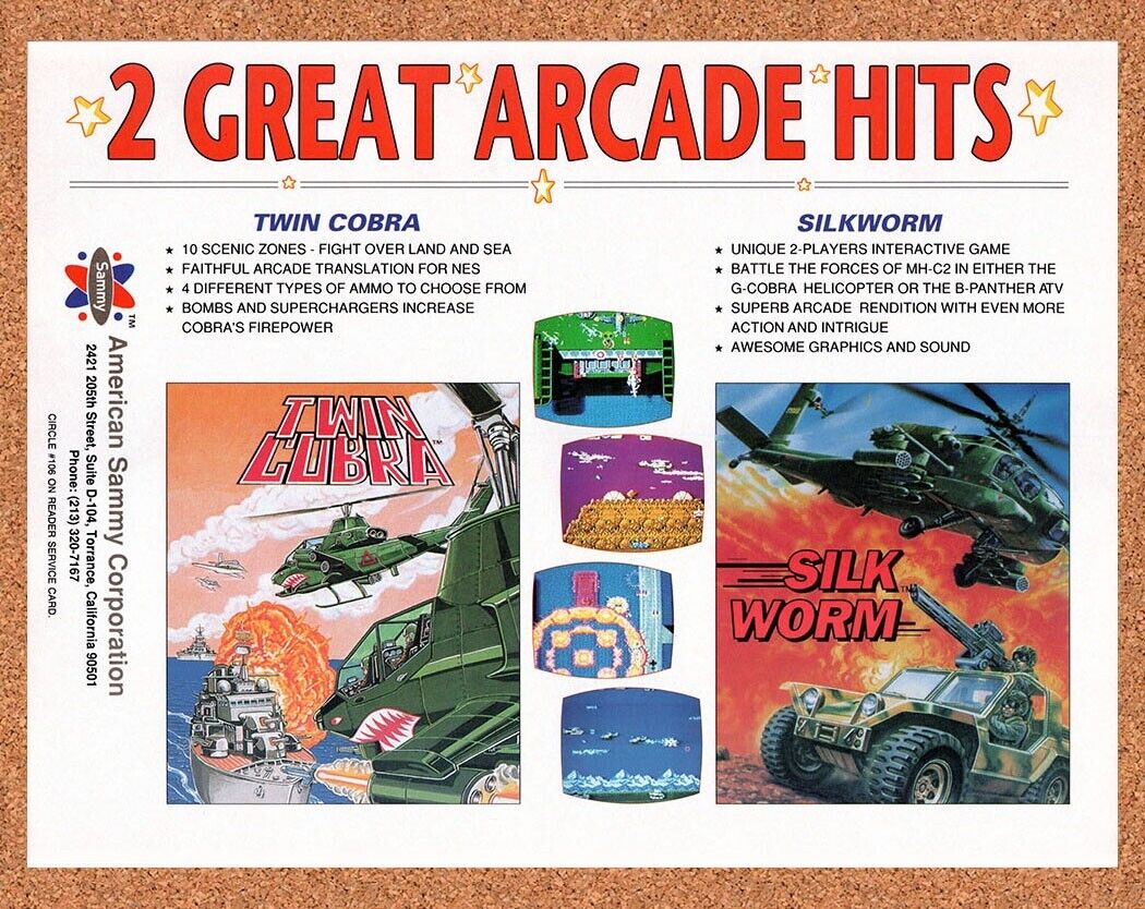 American Sammy NES Games Original 1990 Vintage Ad - Arcade Video Game Promo