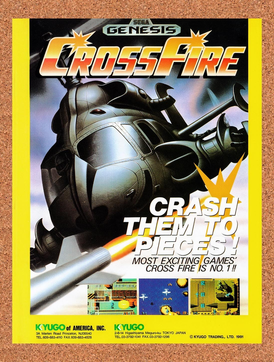 1991 Crossfire Genesis Original Advertisement / Retro Promo v1