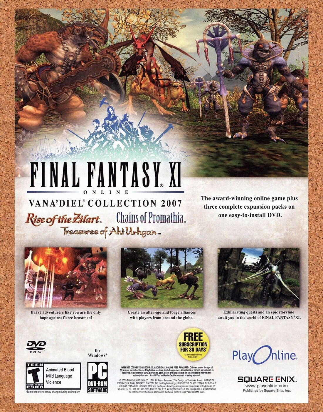 Final Fantasy XI Online Vana'diel Original 2007 Vintage Ad - Video Game Promo