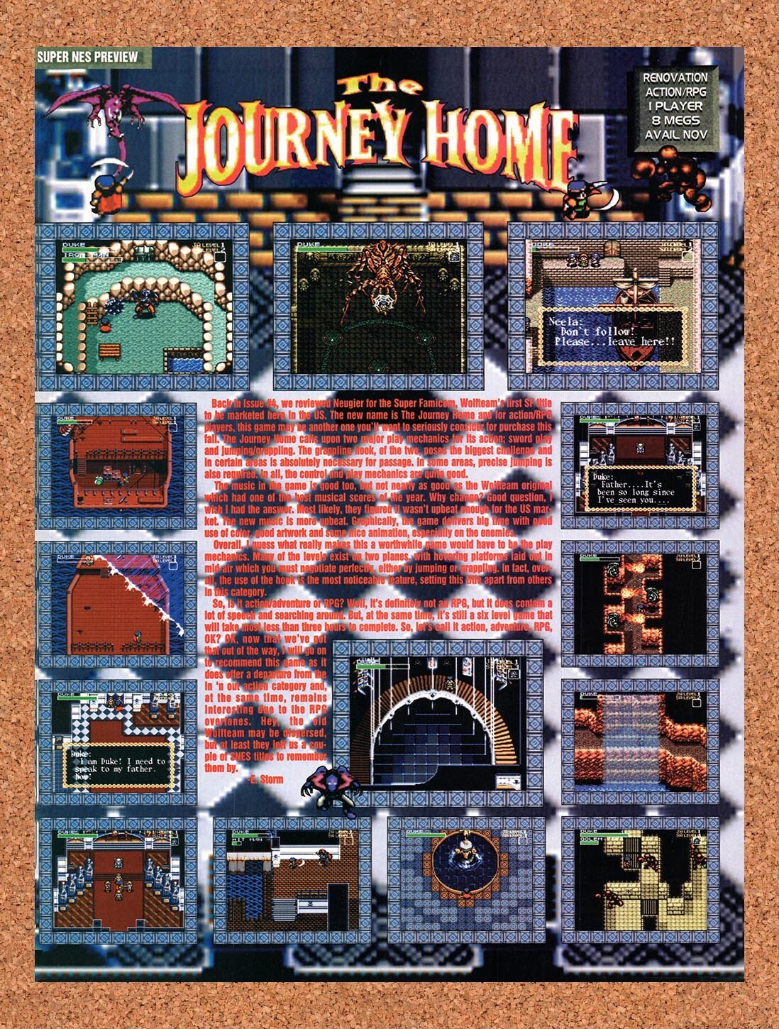 1993 The Journey Home SNES Original Advertisement / Retro Wall Art v1