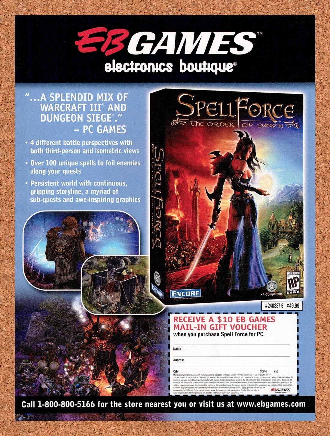 2004 Spellforce The Order Of Dawn EB Games Original Advertisement / Promo v1