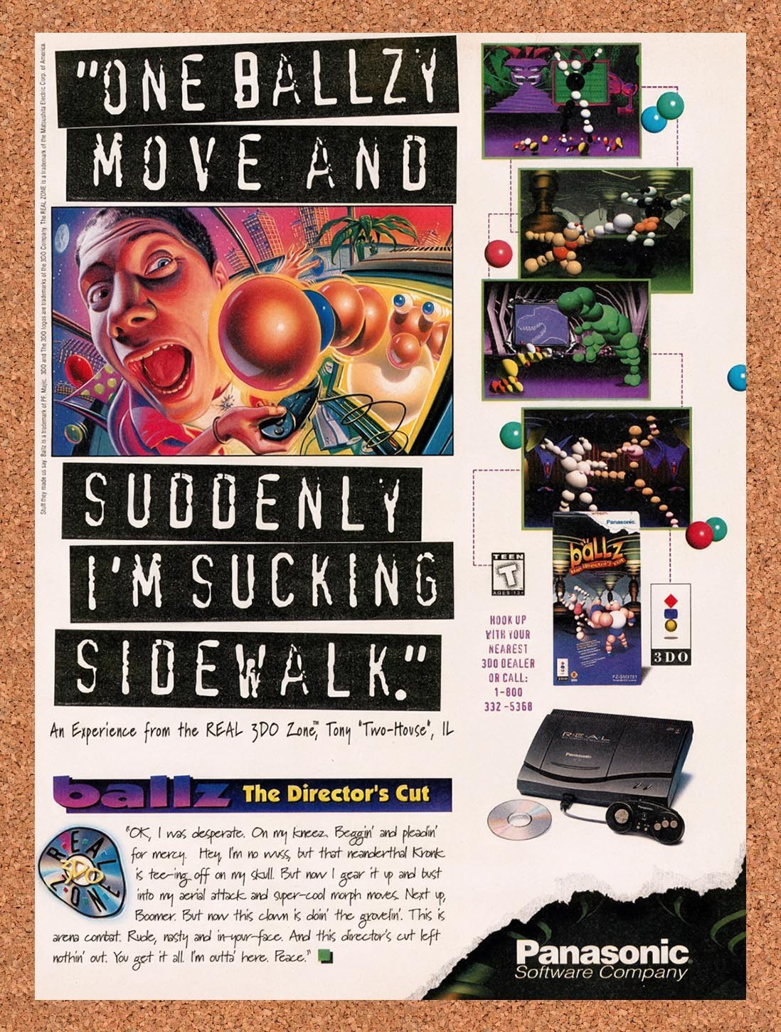 1995 Ballz The Directors Cut 3DO Original Advertisement / Retro Promo v1