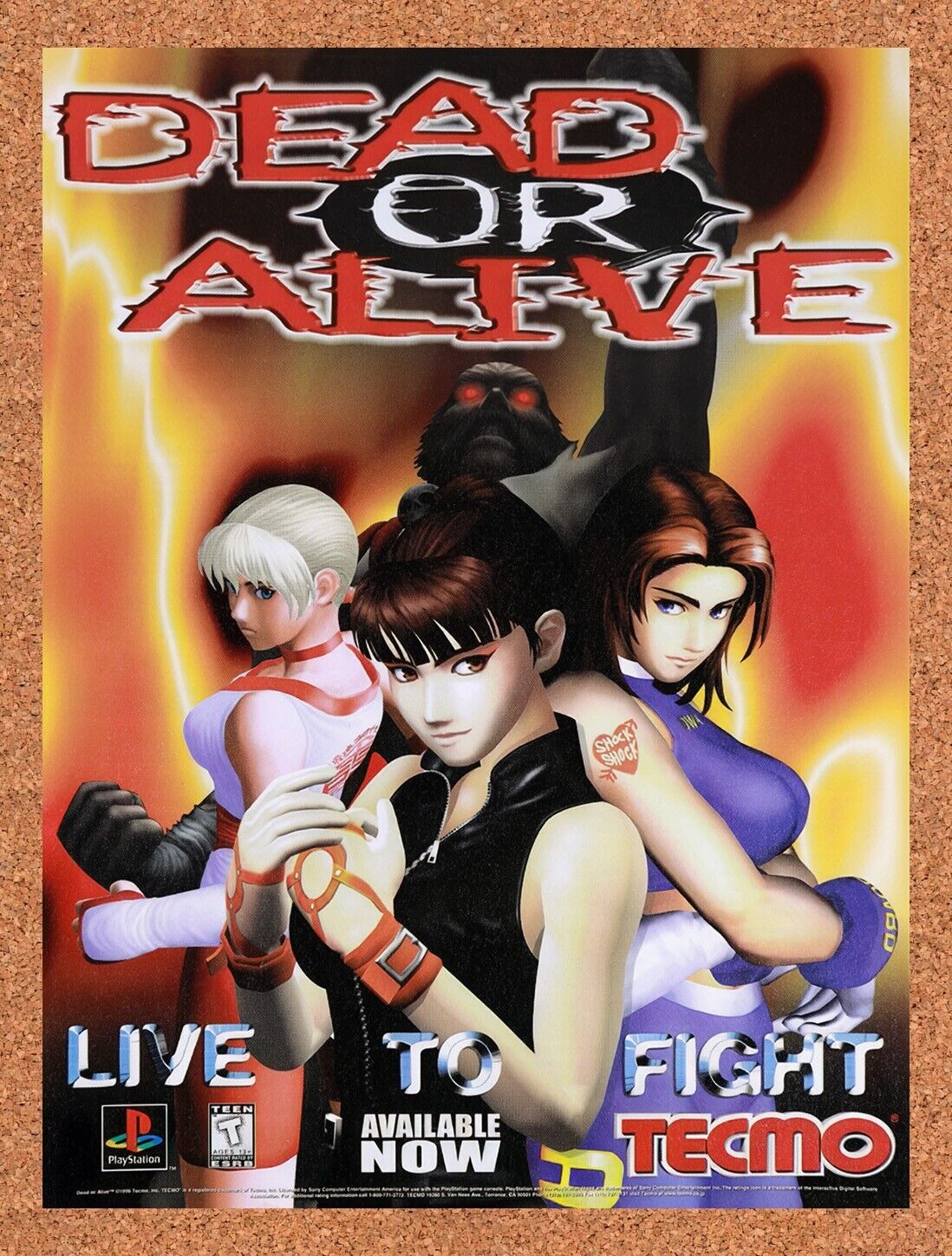 1998 Dead Or Alive 1 PS1 Original Advertisement / Retro Wall Art v1