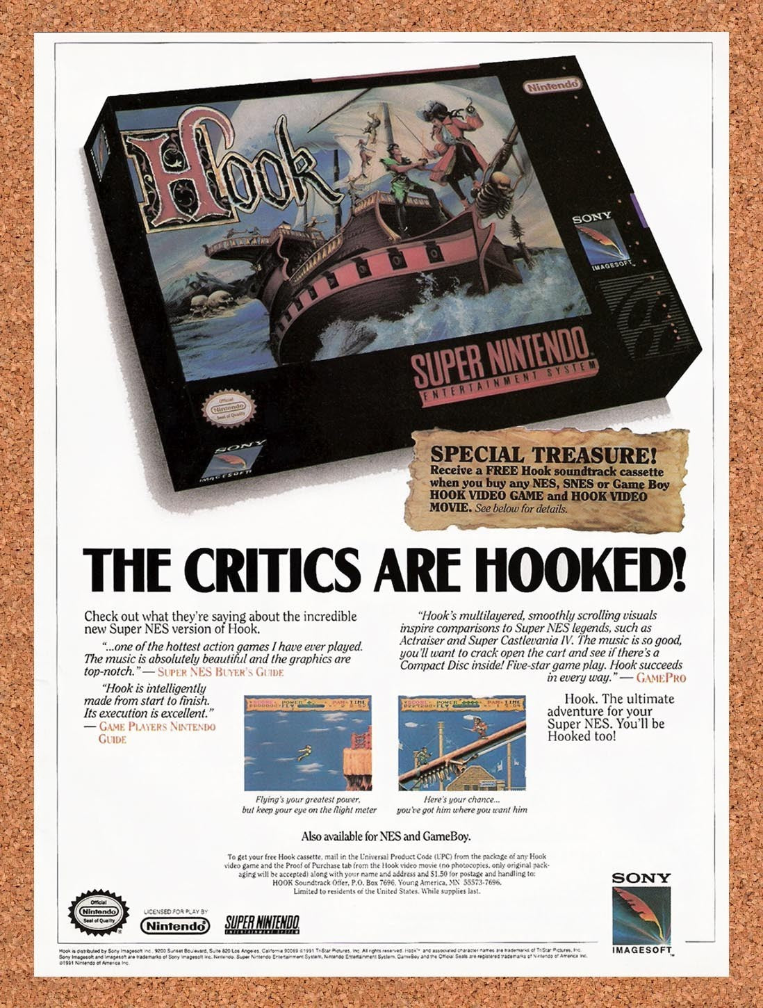 1993 Hook SNES Original Advertisement / Retro Promo v2