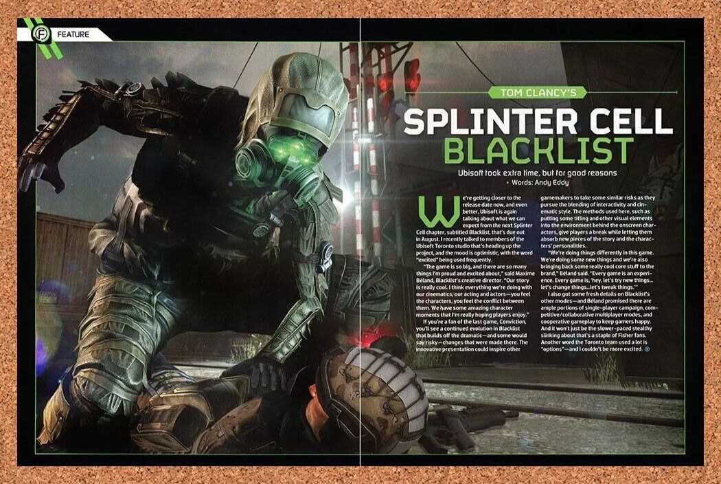 Splinter Cell Blacklist Xbox 360 Original 2015 Ad Authentic Video Game Promo