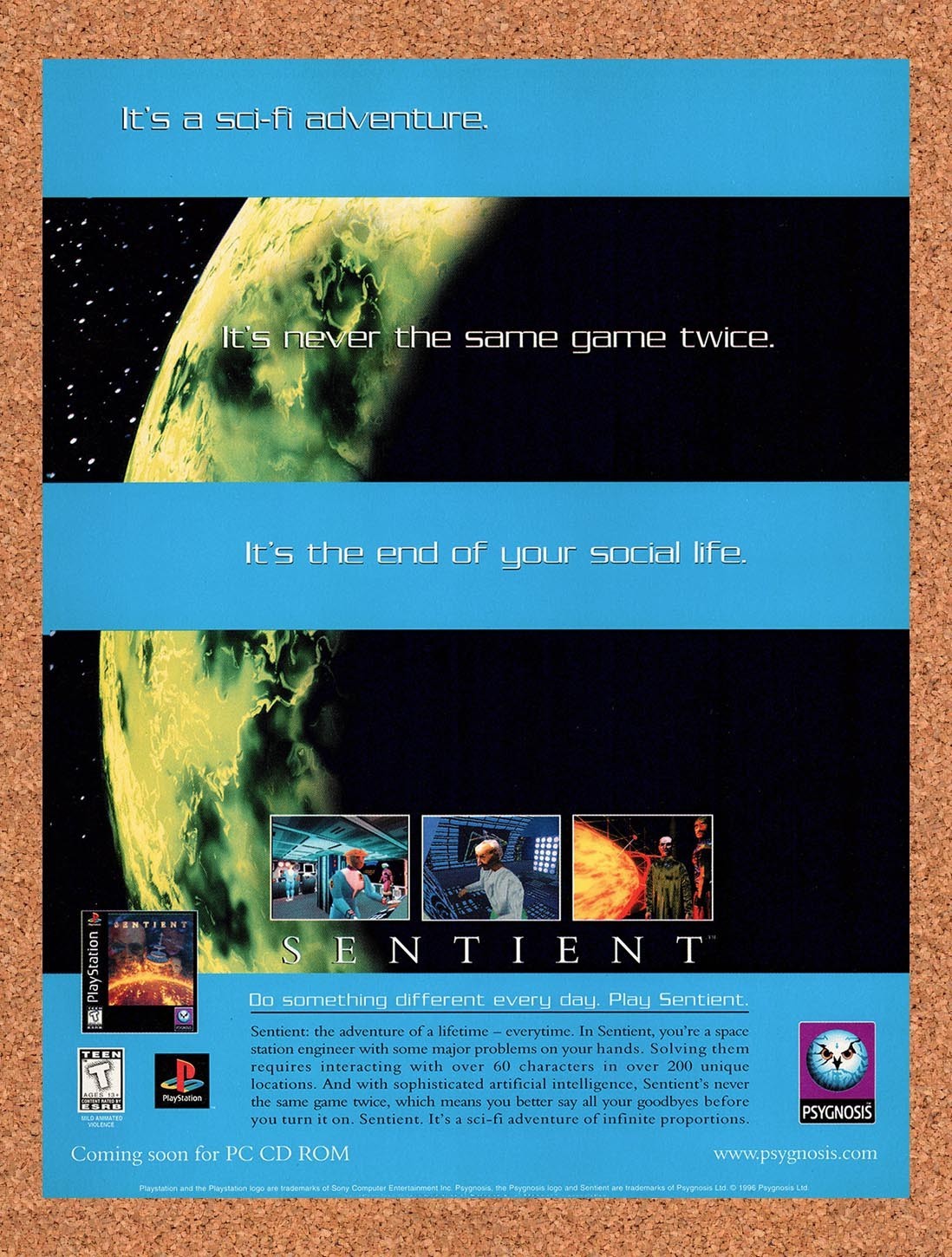 1997 Sentient PS1 Original Advertisement / Retro Promo v1