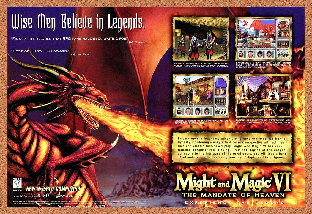 1998 Might & Magic VI The Mandate Of Heaven PC Original Advertisement / Promo v2
