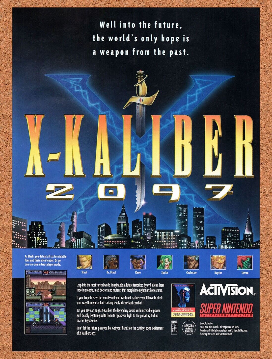 1994 X-Kaliber 2097 SNES Original Advertisement / Retro Wall Art v1