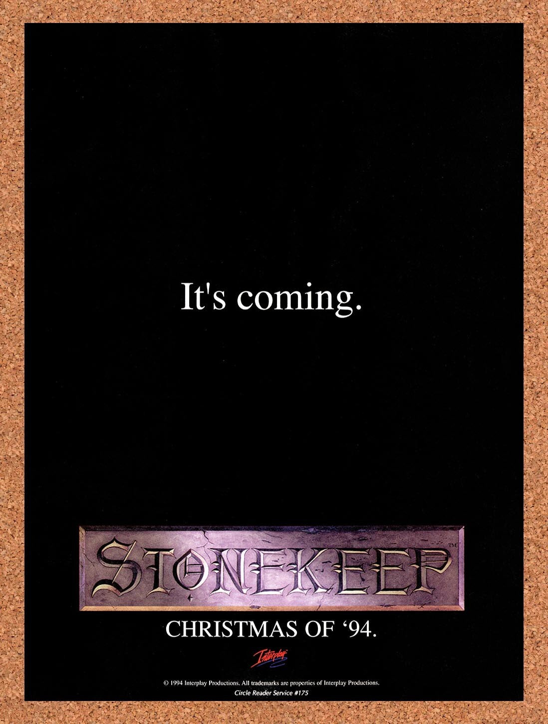 1994 Stonekeep PC Christmas Release Original Advertisement / Retro Wall Art v3