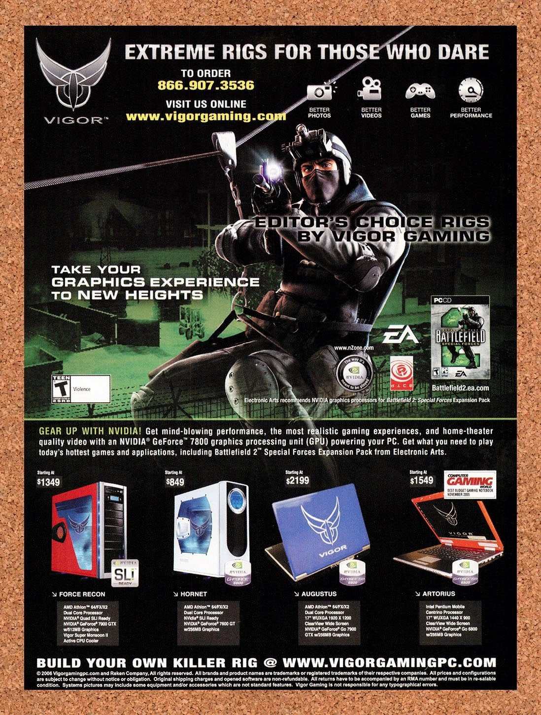 2006 Battlefield 2 Special Forces Vigor Gaming Rigs Original Ad / Promo v3