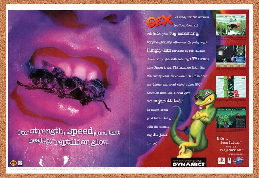 1995 Gex PS1 Original Advertisement / Retro Wall Art v1