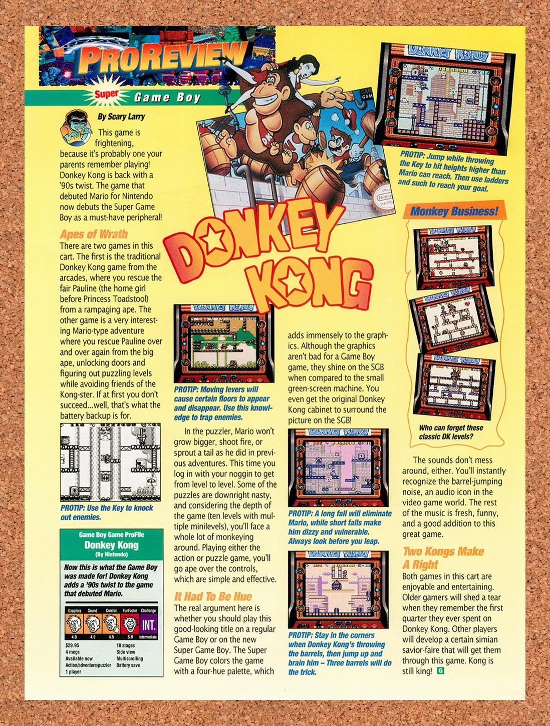 1994 Donkey Kong Game Boy Original Advertisement / Retro Promo vr1