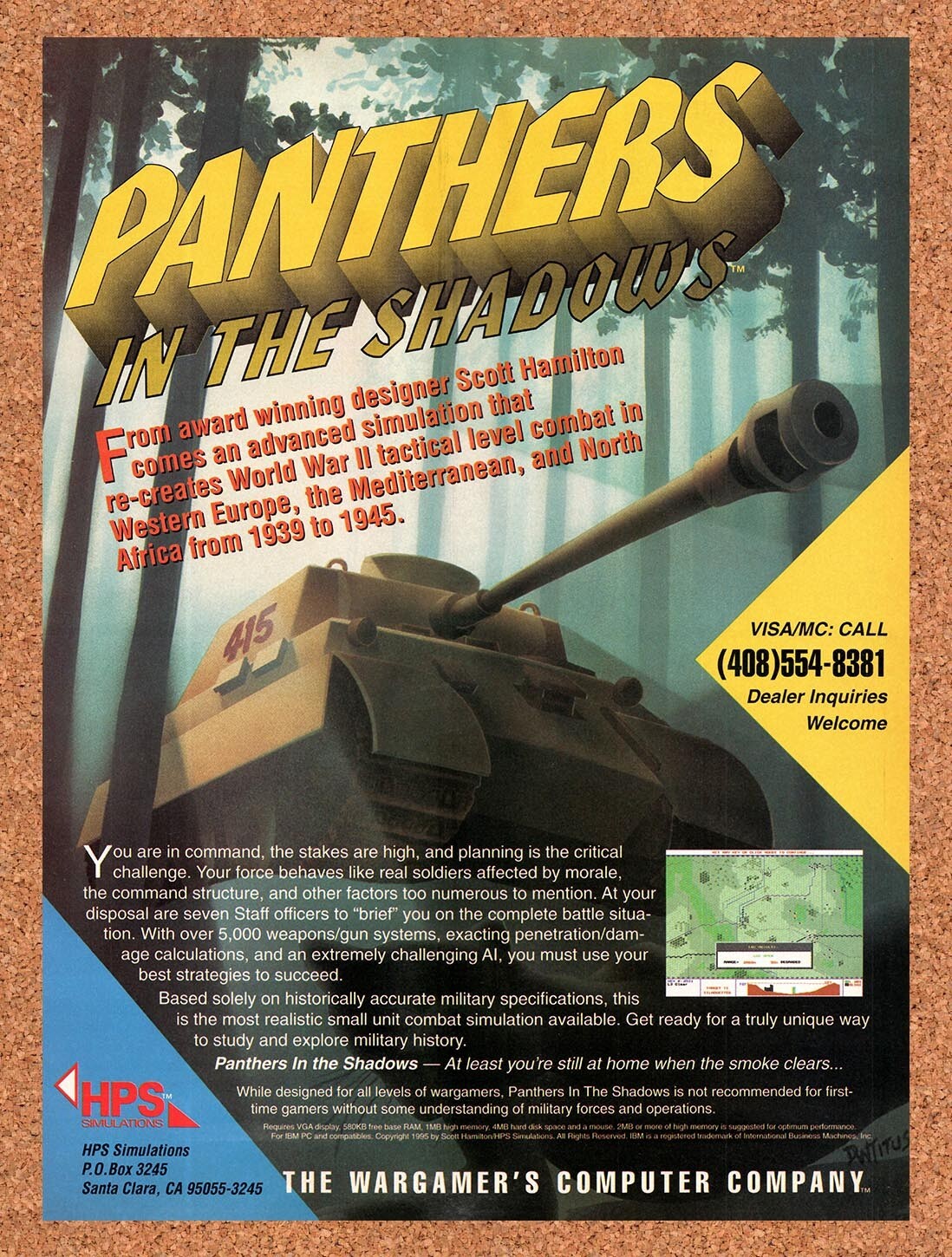 1995 Panthers In The Shadows PC Original Advertisement / Retro Promo v1