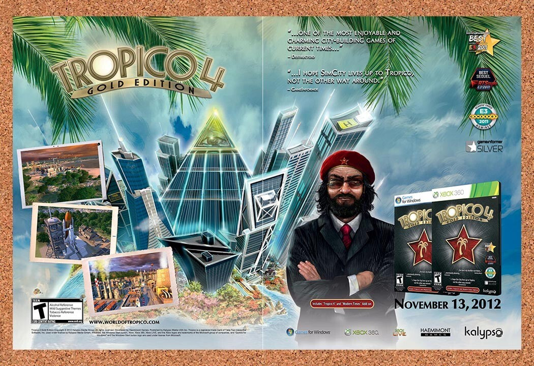 2012 Tropico 4 Gold Edition Xbox 360 Original Advertisement / Retro Wall Art v1