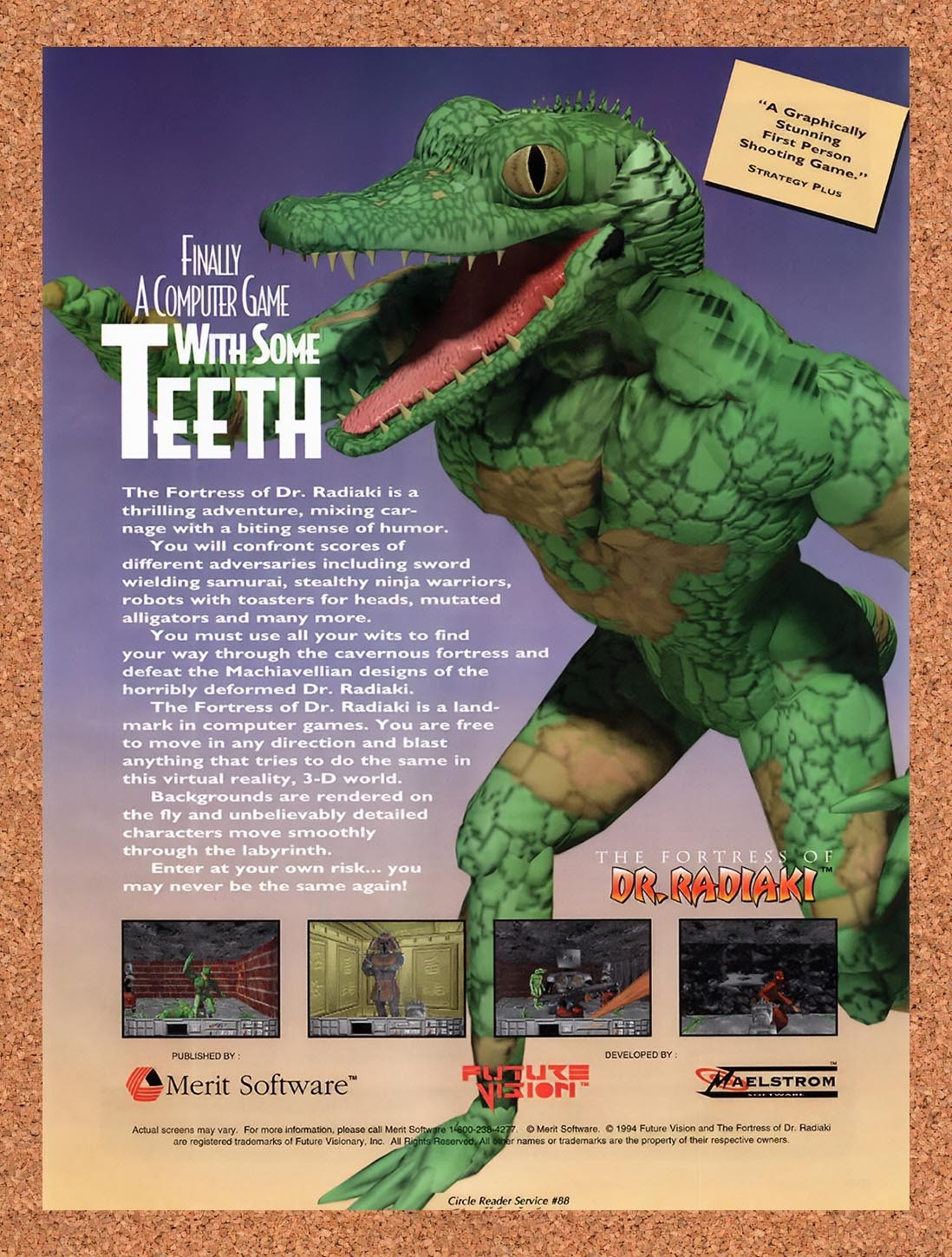 1994 The Fortress Of Dr Radiaki DOS Original Advertisement / Retro Promo v1