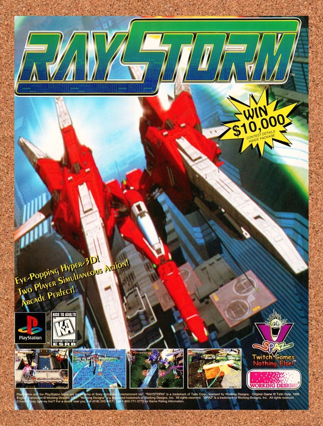 1997 RayStorm PS1 Sweepstakes Original Advertisement / Retro Wall Art v1