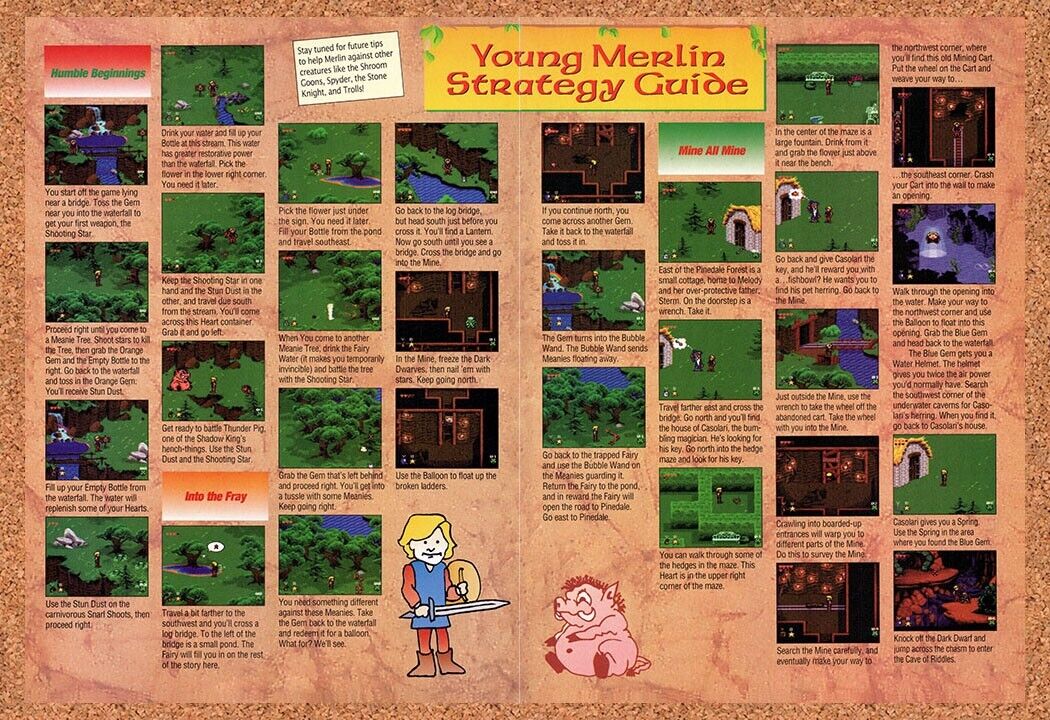 1994 Young Merlin SNES Original Advertisement / Retro Wall Art v3