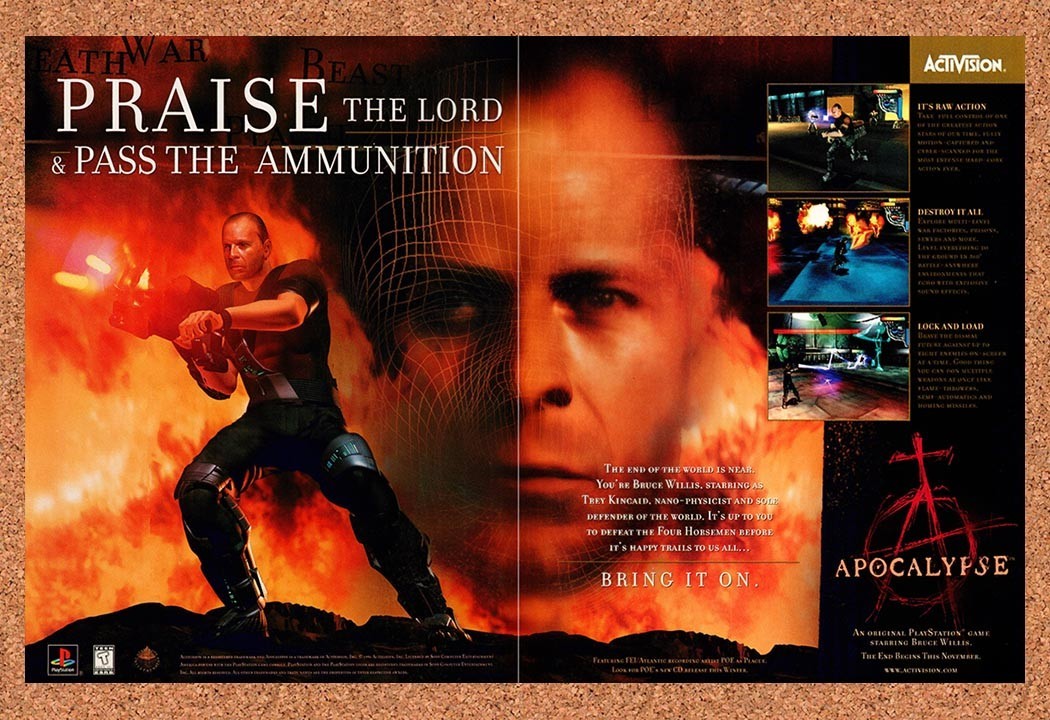 1998 Apocalypse PS1 Bruce Willis Original Advertisement / Retro Promo v1
