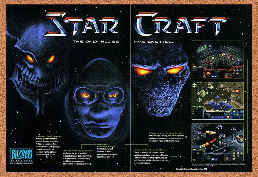1998 StarCraft PC Original Advertisement / Retro Wall Art v2