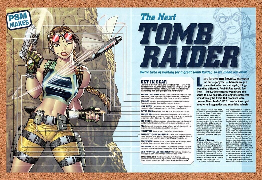 Tomb Raider Original 2003 Vintage Ad - PSM Makes Lara Croft Review Promo