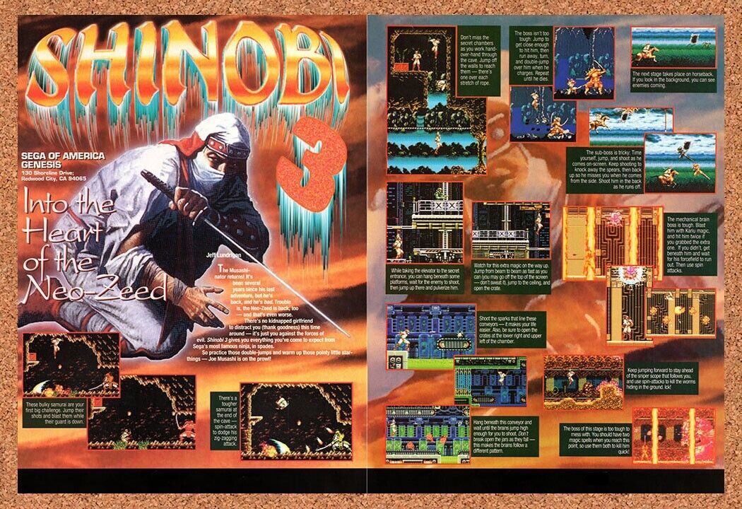 1993 Shinobi 3 Genesis Original Advertisement / Retro Wall Art v1