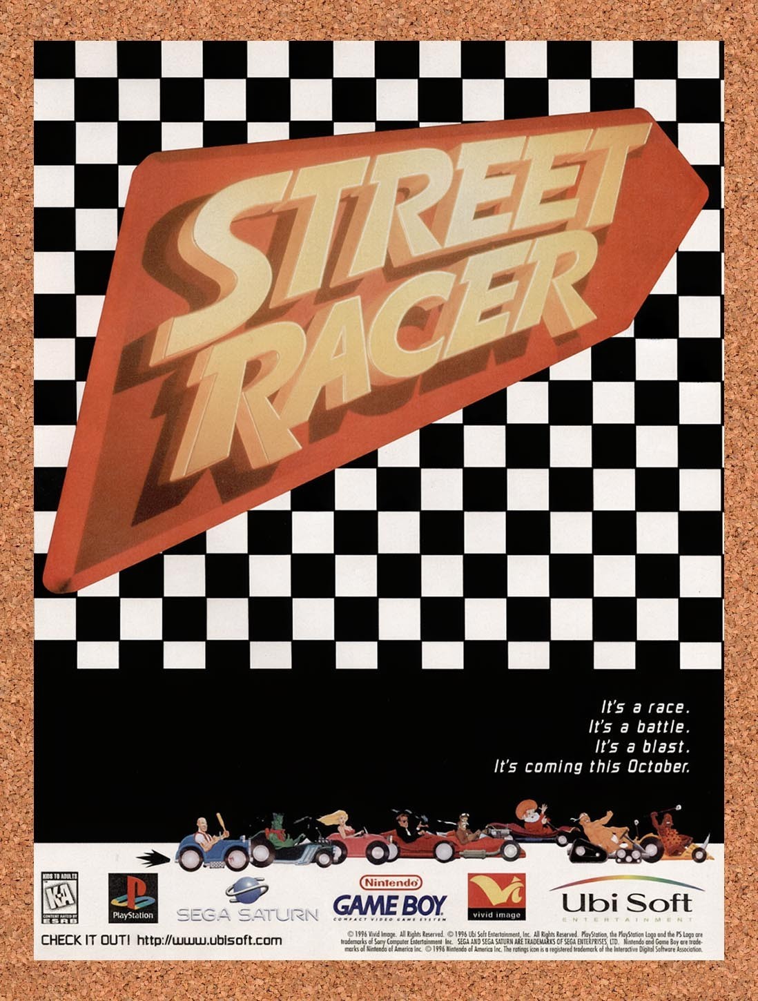 1996 Street Racer PS1 Original Advertisement / Retro Promo v3