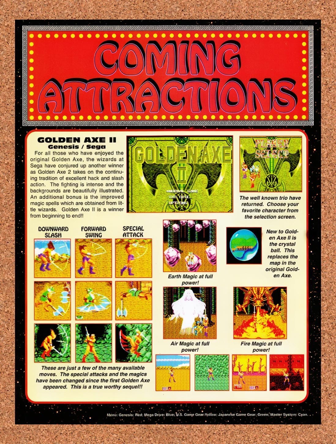 1991 Golden Axe II Genesis Original Advertisement / Retro Promo vr1