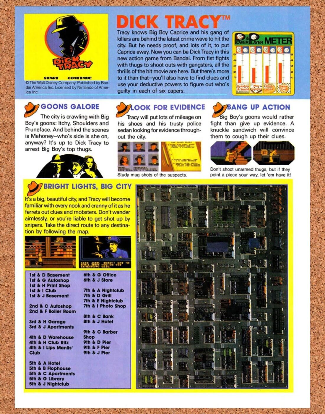 Dick Tracy NES Original 1990 Vintage Ad - Video Game Review Promo