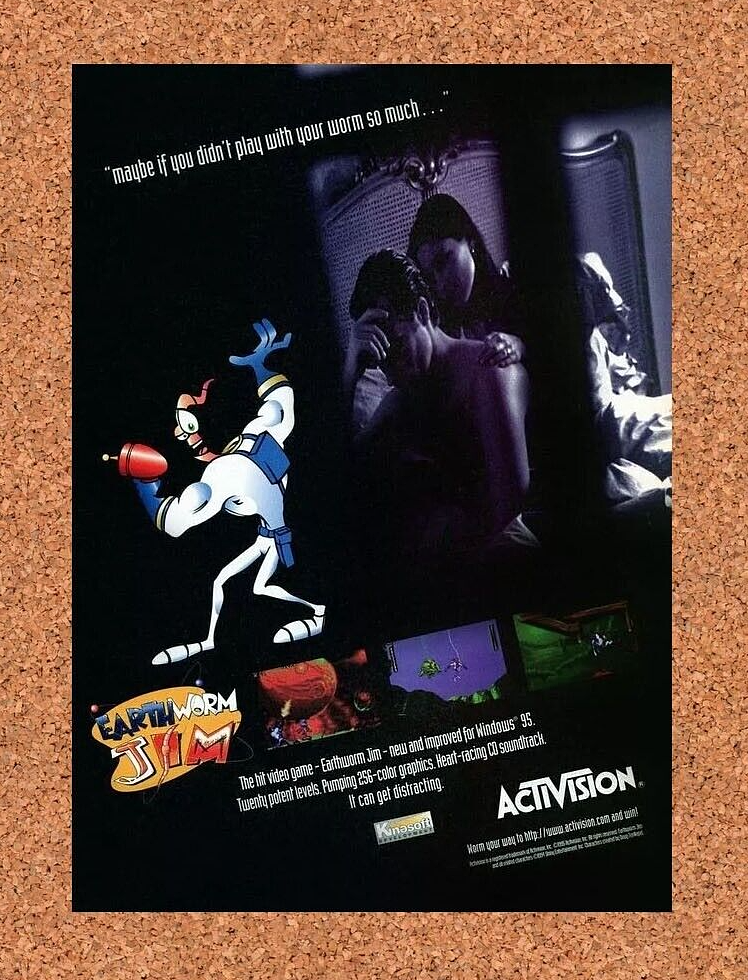 Earthworm Jim Windows PC Original 1996 Ad Authentic Video Game Promo