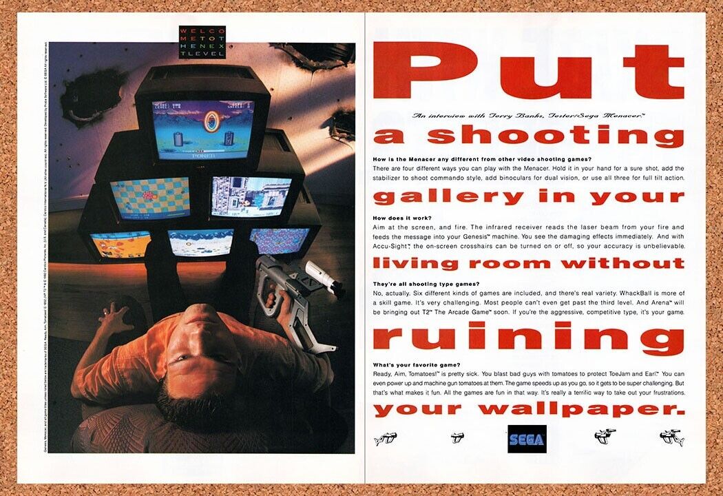 1993 Sega Genesis Menacer Original Advertisement / Retro Wall Art v13