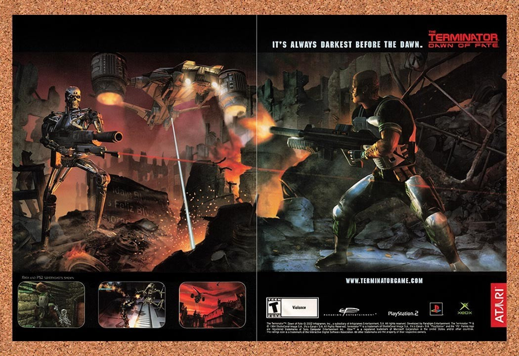 2002 Terminator Dawn Of Fate PS2 Original Advertisement / Retro Promo v2