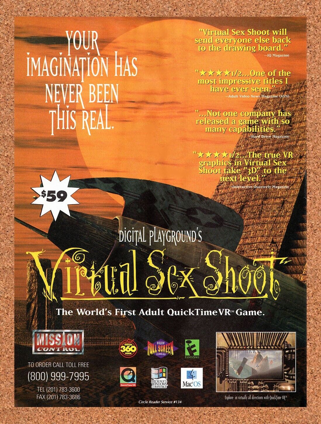 Virtual Sex Shoot PC Original 1995 Vintage Ad - Adult CD-ROM Promo