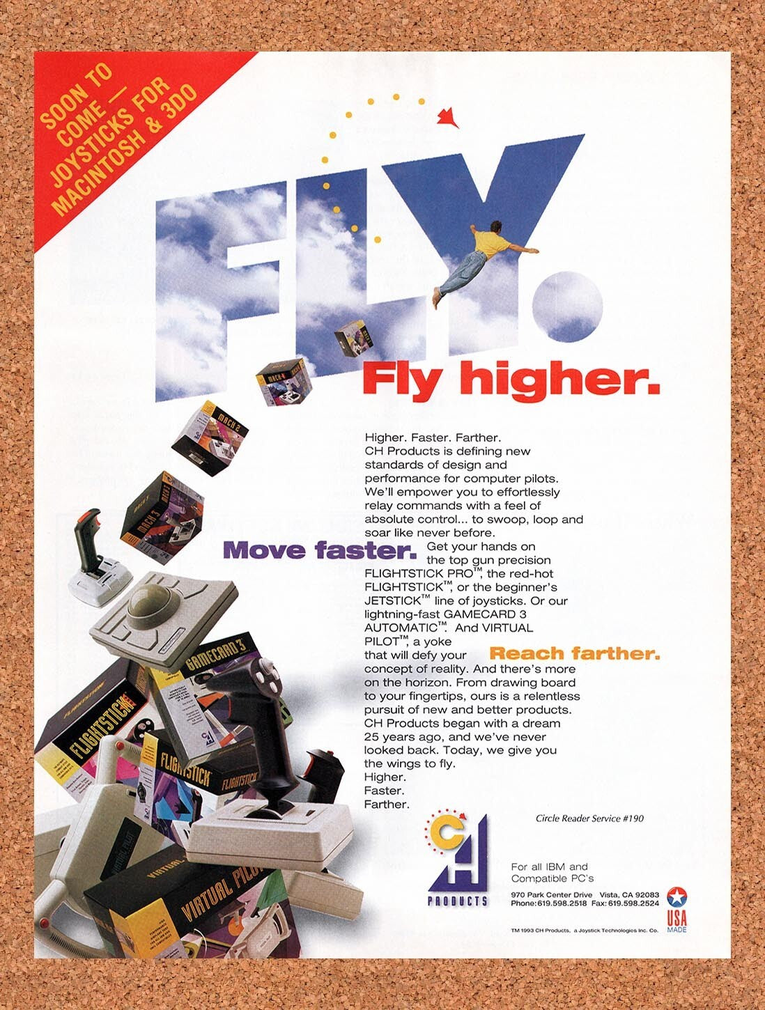 1994 CH Products PC Game Peripherals Original Advertisement / Retro Wall Art v4