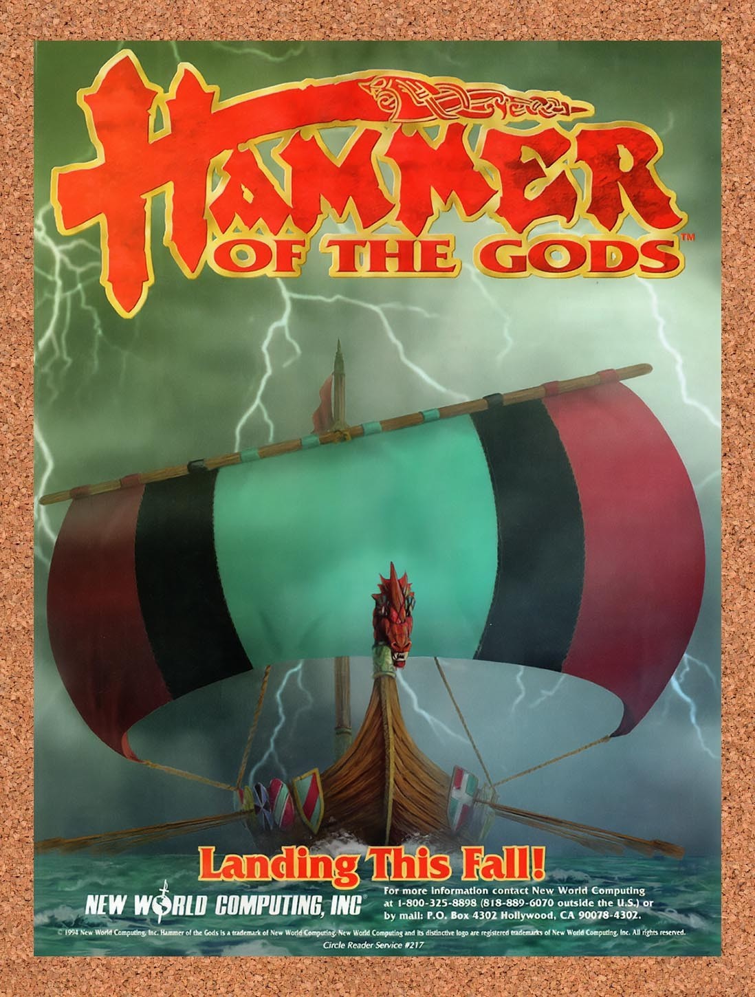 1994 Hammer Of The Gods PC Original Advertisement / Retro Promo v1