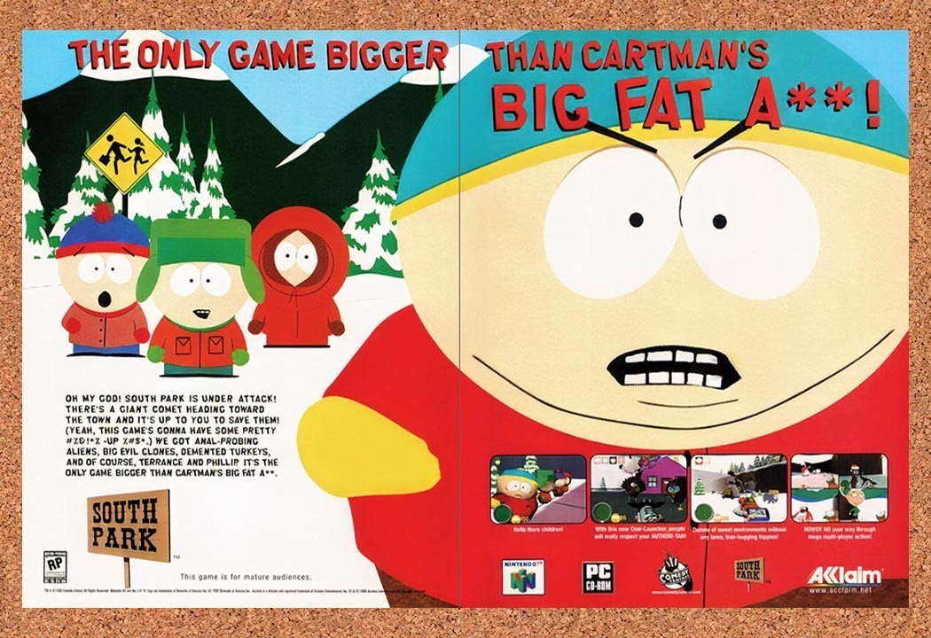 1999 South Park N64 Original Advertisement / Retro Promo v4