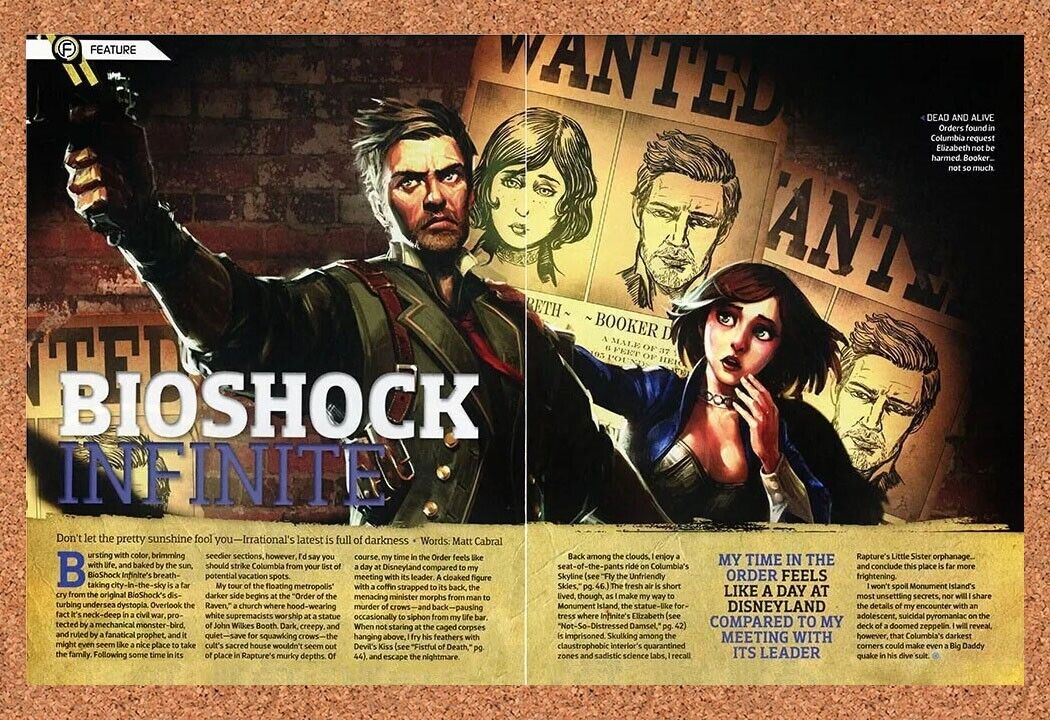 Bioshock Infinite Xbox 360 Original 2015 Ad Authentic Preview Video Game Promo