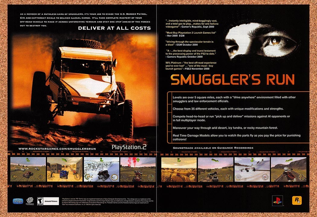 2001 Smuggler's Run PS2 Original Advertisement / Retro Promo v3