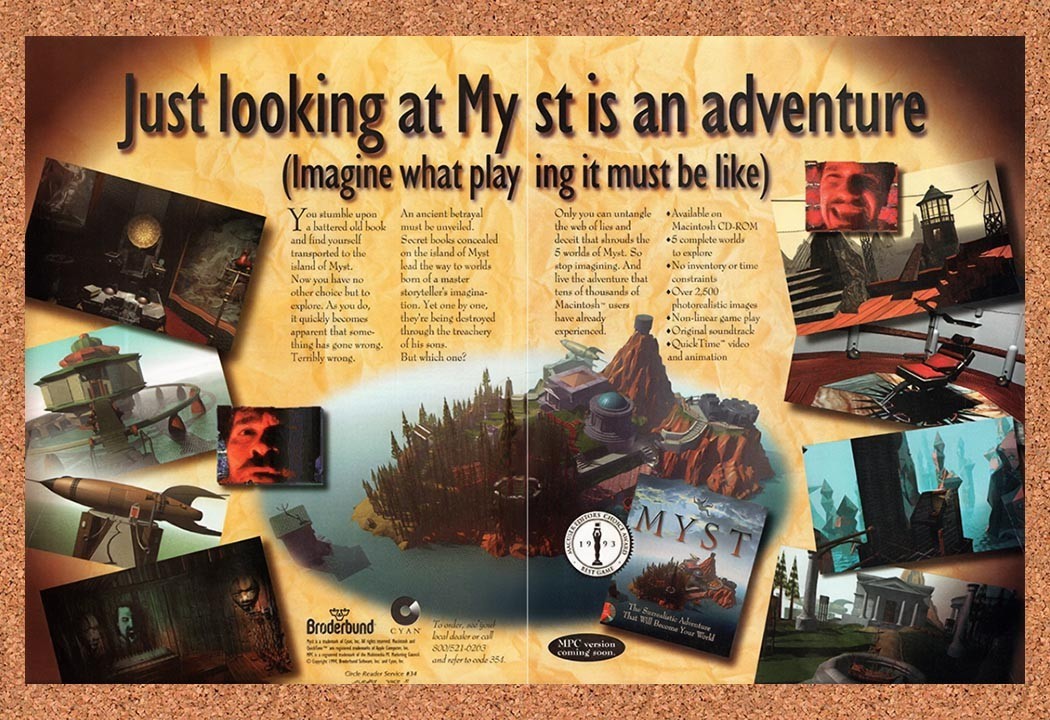 1994 Myst PC Original Advertisement / Retro Promo v1