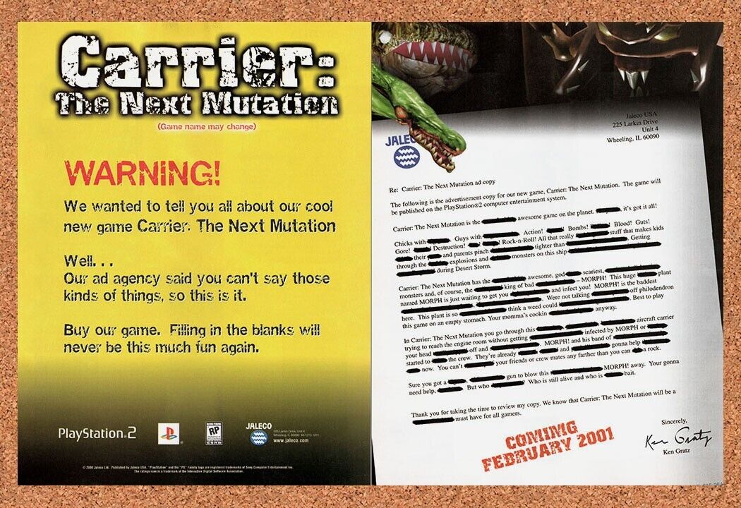Original 2003 Carrier The Next Mutation Vintage Ad - Video Game Promo Wall Art