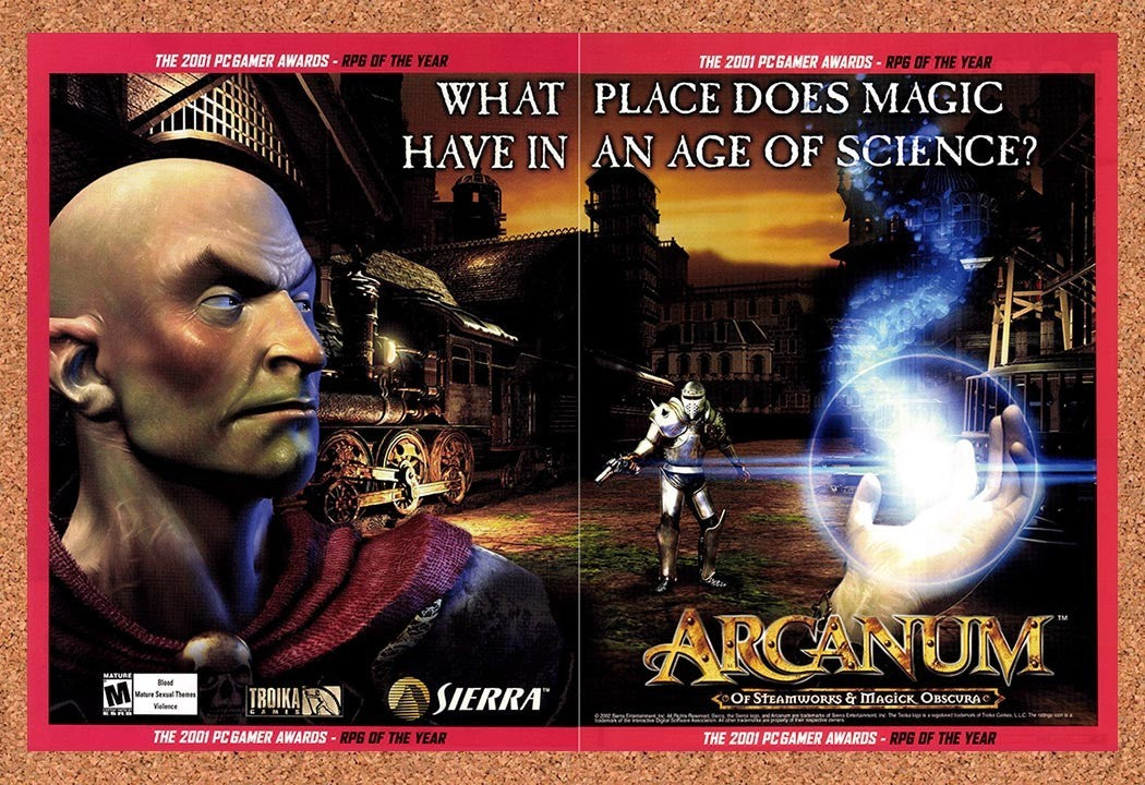 2002 Arcanum Steamworks And Magick Obscura PC Original Advertisement / Promo v7