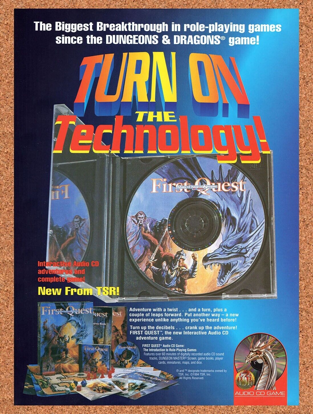 1994 First Quest Audio CD Game Original Advertisement / Retro Wall Art v1