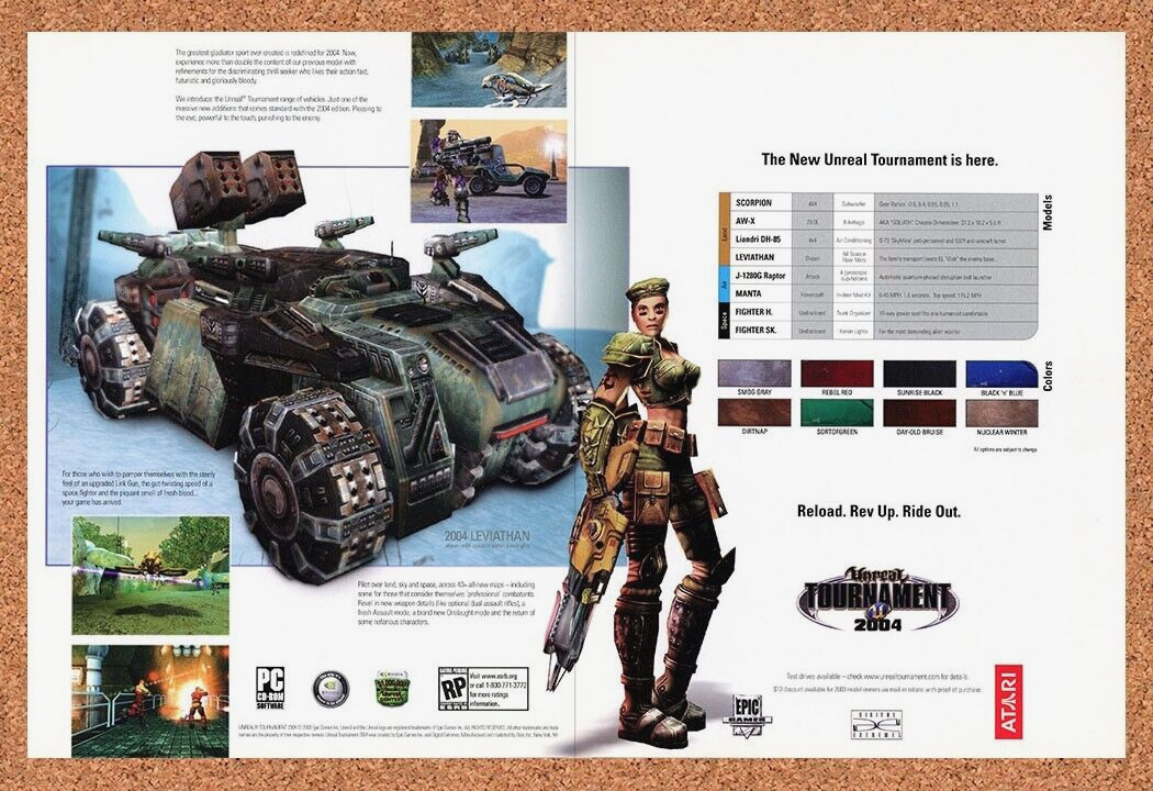 Unreal Tournament 2005 PC Original 2005 Ad Authentic Leviathan Video Game Promo