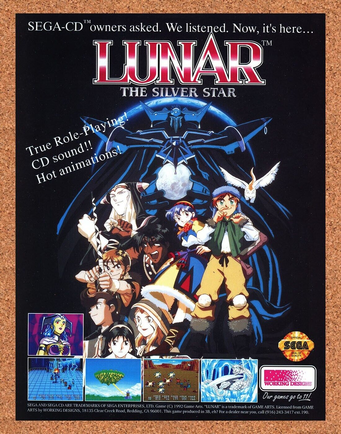 Lunar Silver Star Story Sega CD Original 1994 Ad Authentic RPG Video Game Promo