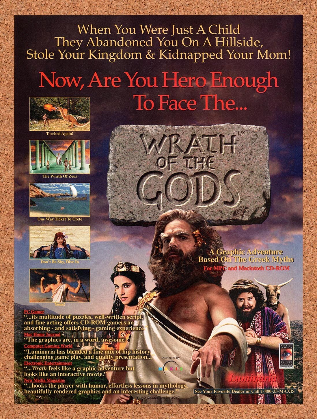 1994 Wrath Of The Gods MAC Original Advertisement / Retro Wall Art v1