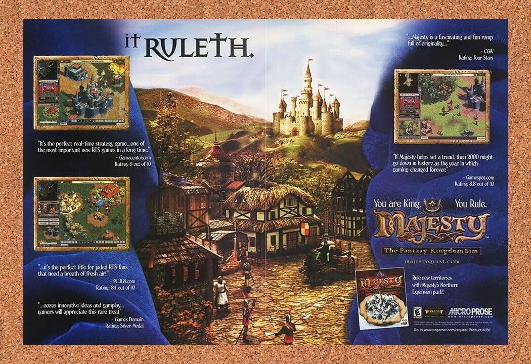Majesty The Fantasy Kingdom SIM PC Original 2002 Ad Authentic Video Game Promo