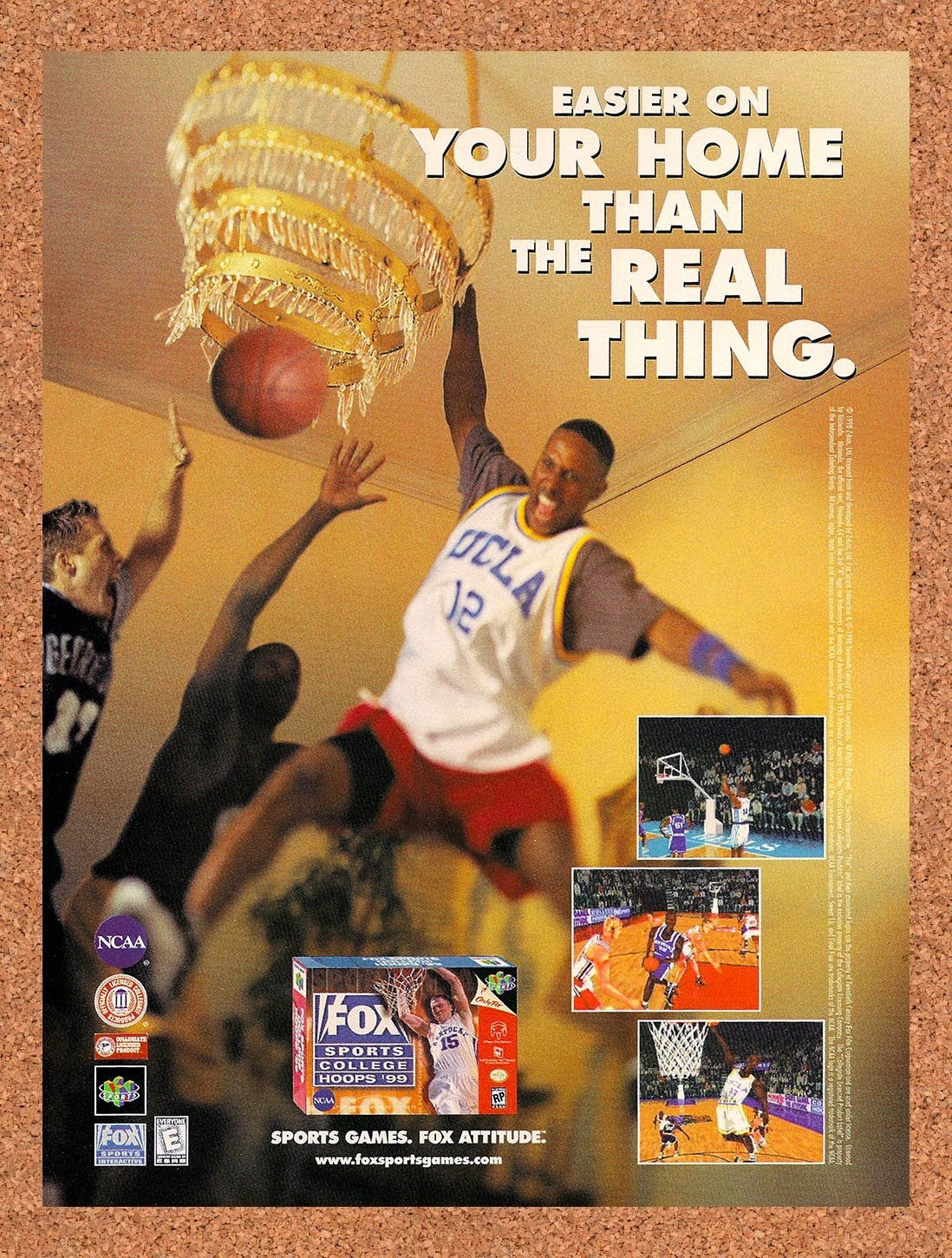 1998 Fox Sports College Hoops 99 N64 Original Advertisement / Retro Promo v1